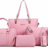 AlwaySky Women Handbags Set 6 Pcs Pu Leather Top Handle Purse Shoulder Crossbody Bag Sets Shoulder Handbags