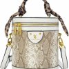 Sweetovo Sweetovo Women Vintage Bucket Handbag Snake Printed Faux Leather Hobo Crossbody Shoulder Bag With Double Metal Zipper Shoulder Handbags