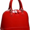 Yan Show Yan Show Women'S Wild Patent Leather Top Handle Purse Elegant Handbag Multi-Pocket Shoulder Bag Red Shoulder Handbags