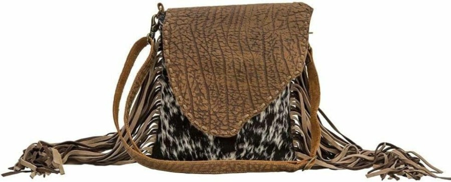 Myra Bag Myra Bag Brown Dapples Conceal Carry Fringe Crossbody Bag S-3963 Shoulder Handbags