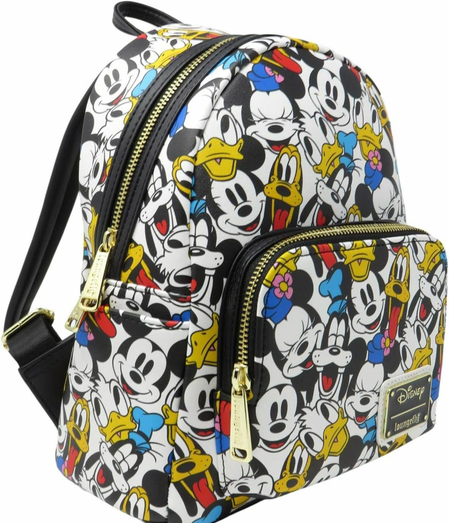 Loungefly Loungefly Disney The Fab 5 Mickey Minnie Allover Print Double Strap Shoulder Bag Purse Shoulder Handbags