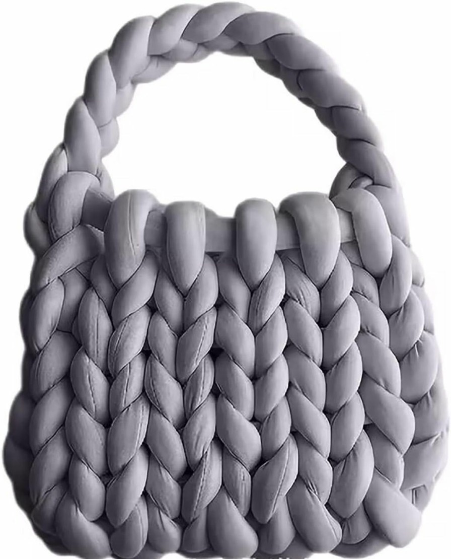 OXYPLAY Oxyplay Thick Bulky Giant Wool Handwoven Handbag,Chunky Yarn Knit Shoulder Bag,Casual Soft Purse,Braided Diy Bucket Bag Shoulder Handbags