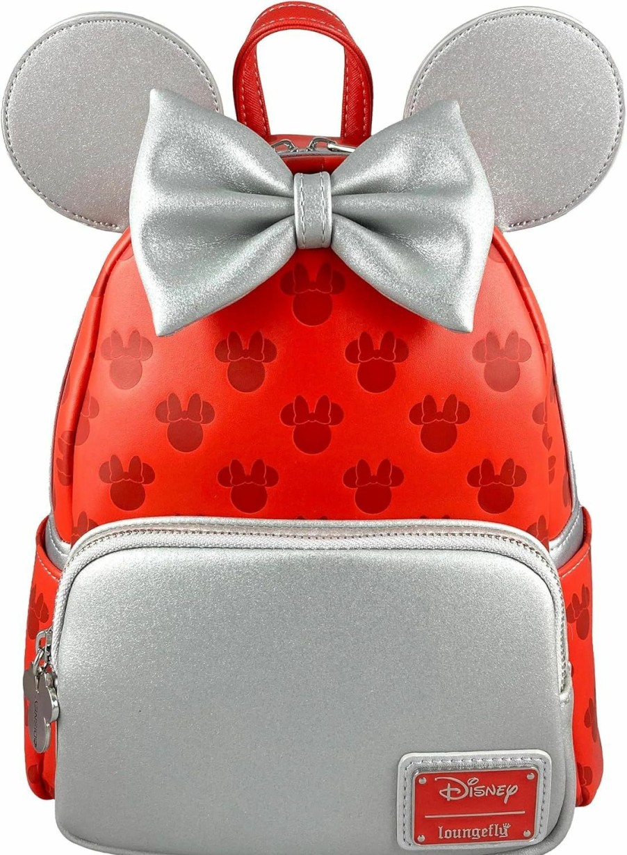 Loungefly Loungefly Disney Minnie Mouse Red And Silver Womens Double Strap Shoulder Bag Purse Shoulder Handbags