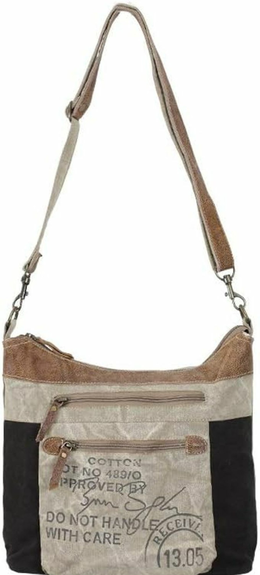 Myra Bag Myra Bags Double Zip Upcycled Canvas Shoulder Bag S-0904 Shoulder Handbags