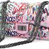 Wxnow Wxnow Women Small Crossbody Handbags Graffiti Clutch Purse Leather Shoulder Bags Shoulder Handbags