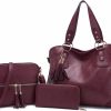 Qiyuer Purses And Wallets Set For Women Tote Handbags Large Hobo Bag Purse With Wallet 3Pcs Shoulder Handbags