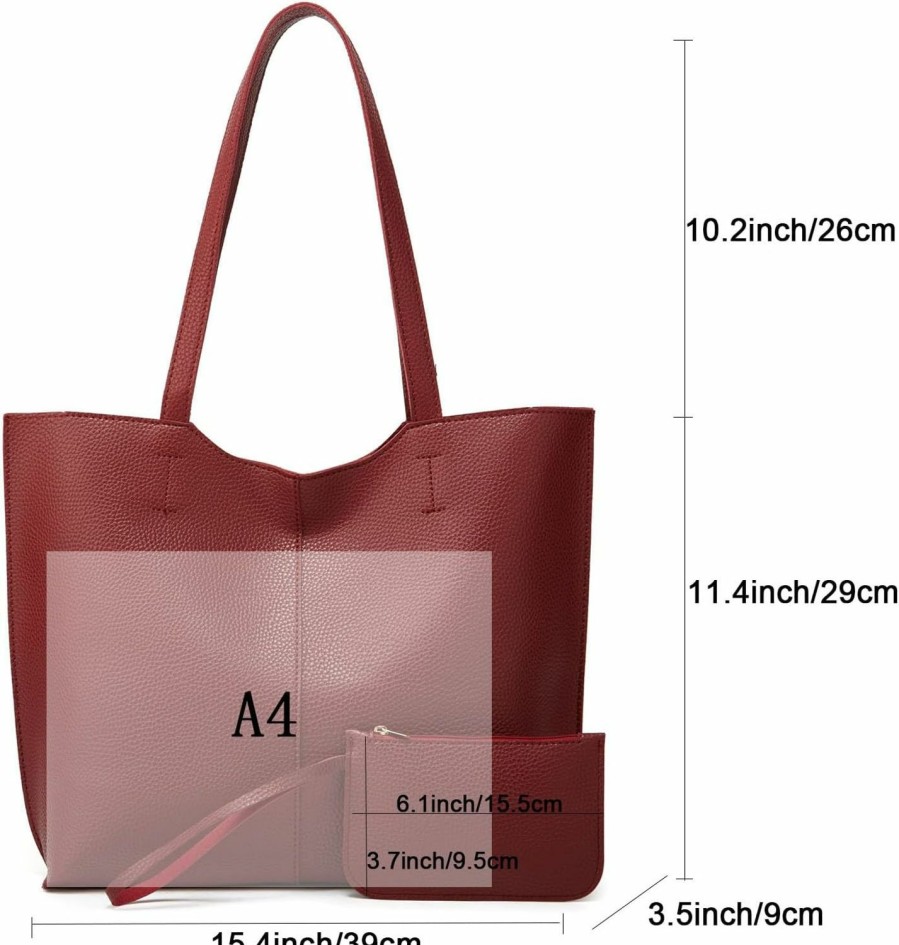 Ashioup Tote Bags For Women With Small Purse Set Faux Leather Handbag Zipper Shoulder Bag Shoulder Handbags