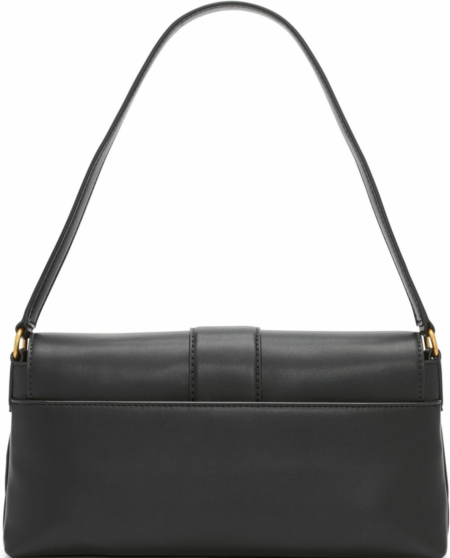 DKNY Dkny Brynn Flap Demi Shoulder Bag, Black/Gold Shoulder Handbags