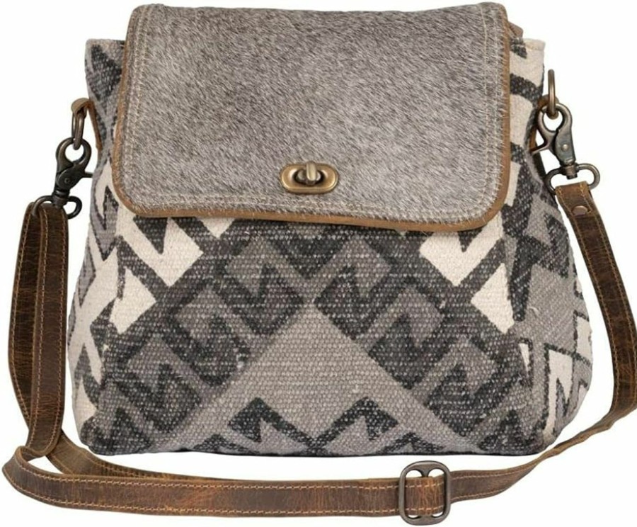 Myra Bag Myra Bag Stormy Love Shoulder Bag Upcycled Canvas, Leather, Cowhide & Rug S-2202 Shoulder Handbags