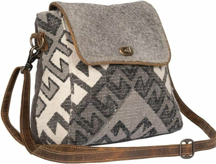 Myra Bag Myra Bag Stormy Love Shoulder Bag Upcycled Canvas, Leather, Cowhide & Rug S-2202 Shoulder Handbags