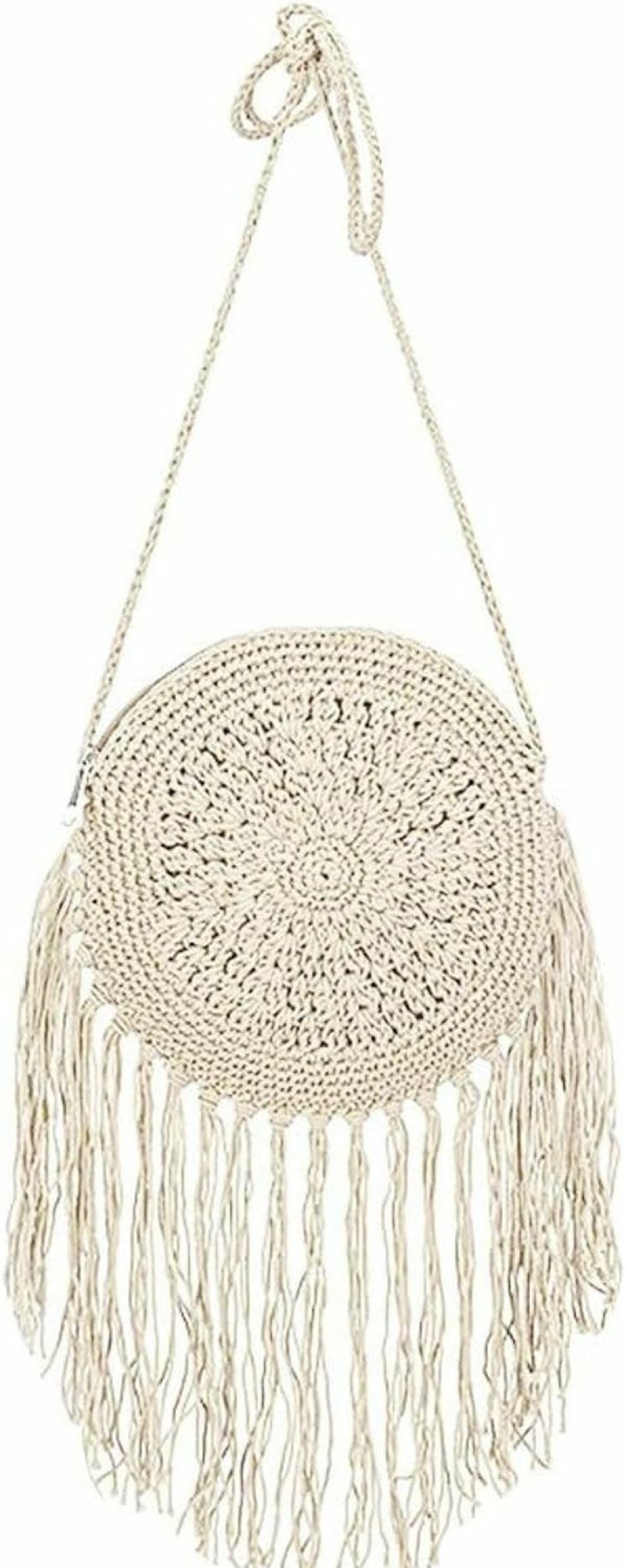 Lobagve Van Caro Handwoven Cotton Straw Shoulder Bag Crochet Tassel Beach Bohemian Purse For Women Shoulder Handbags