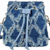 QZUnique Qzunique Women Denim Mini Bucket Bag Crossbody Purse Shoulder Handbag Drawstring Quilted Tassel Barrel Shape Satchel Tote Bag Shoulder Handbags