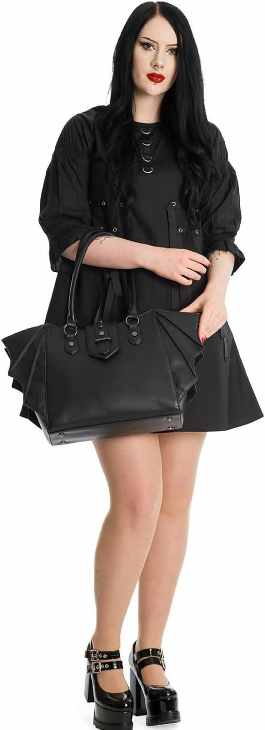 Lost Queen Lost Queen Women'S Gothic Annabelle Bat Handbag Winged Crossbody Purse Black Shoulder Bag Shoulder Handbags