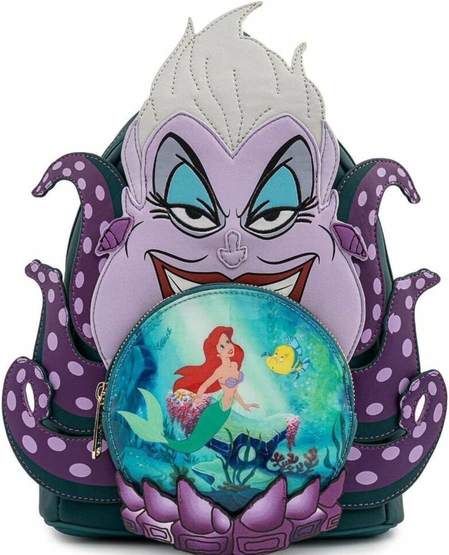 Loungefly Loungefly Disney Villains Scene Ursula Crystal Ball Womens Double Strap Shoulder Bag Purse, One Size Shoulder Handbags