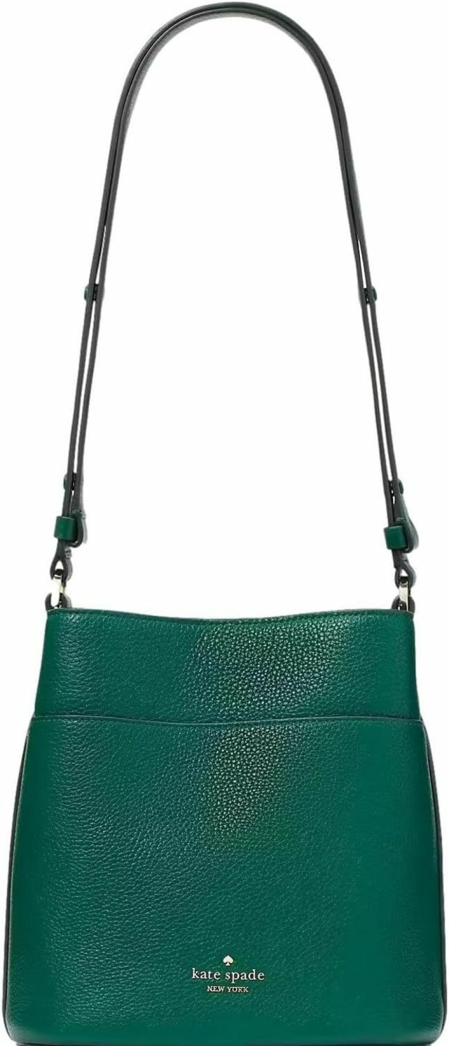 Kate Spade New York Kate Spade New York Women'S Leila Pebbled Leather Small Bucket Bag, Deep Jade Shoulder Handbags