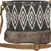 Myra Bag Myra Bag Azure Upcycled Canvas & Cowhide Leather Shoulder Bag S-1266 Shoulder Handbags