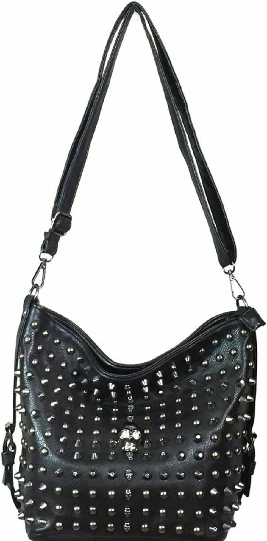 Zzfab Zzfab Skull Studded Cross Body Shoulder Bag For Women Black Shoulder Handbags