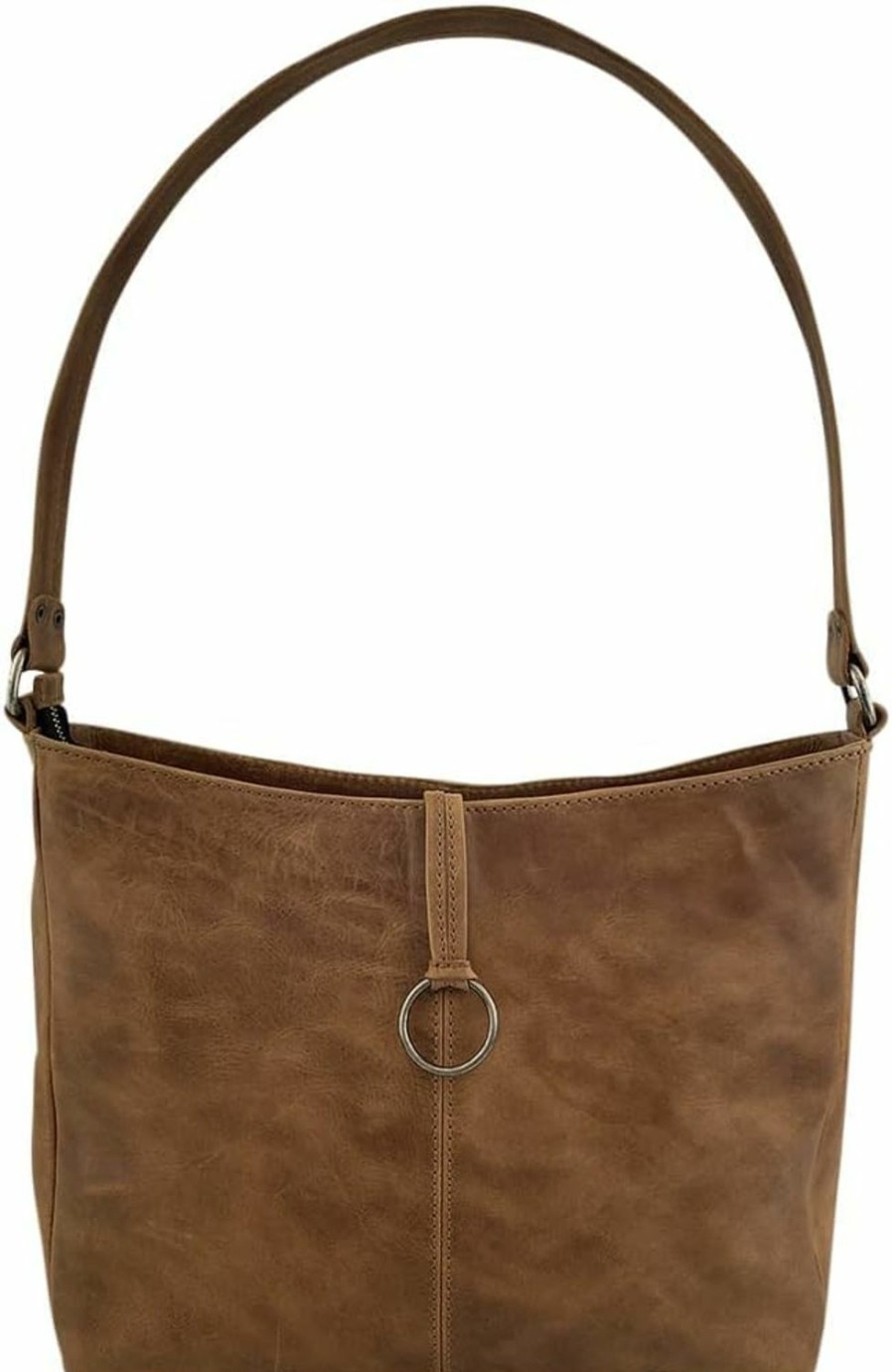 Hide & Drink Hide & Drink, Classic Shoulder Bag Handmade From Full Grain Leather & Plaid Cotton - Bourbon Brown Shoulder Handbags