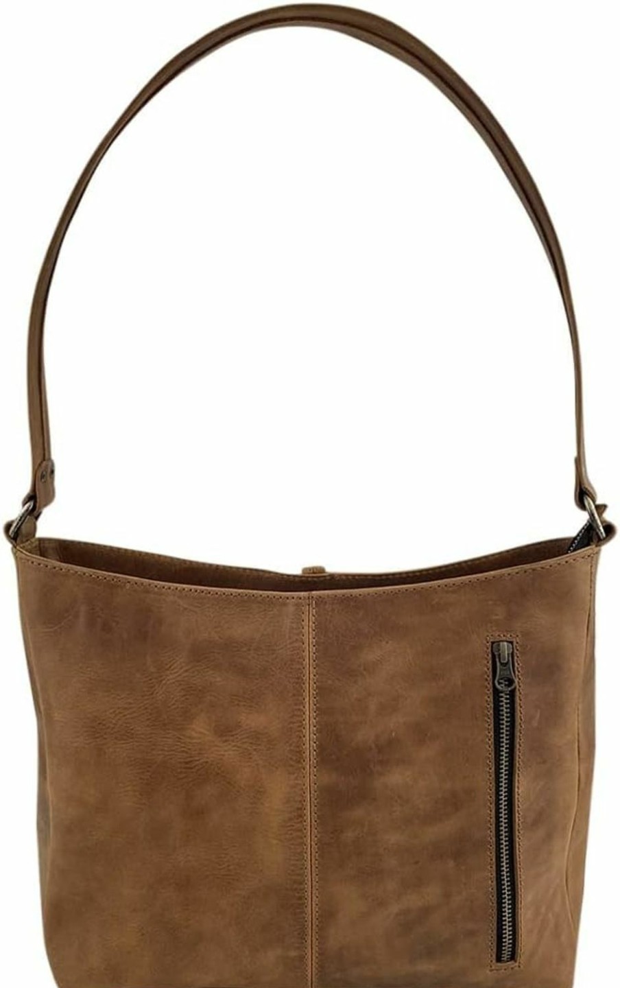 Hide & Drink Hide & Drink, Classic Shoulder Bag Handmade From Full Grain Leather & Plaid Cotton - Bourbon Brown Shoulder Handbags