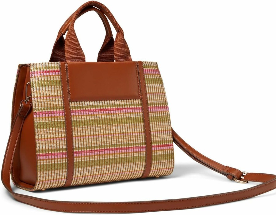 Anne Klein Anne Klein Texturized Canvas Mini Tote, Stripe Multi/Saddle Shoulder Handbags