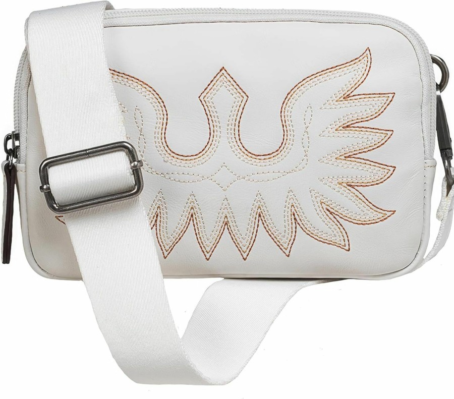 ARIAT Ariat Ladies Casanova Collection Belt Bag With Adjustable And Removable Nylon Strap, White Shoulder Handbags