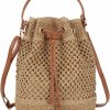 ZLM BAG US Zlm Bag Us Straw Drawstring Bucket Bag Summer Crochet Tote Purse Pu Leather Strap Crossbody Shoulder Bag Shoulder Handbags