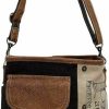 Myra Bag Peace And Goodness Upcycled Canvas Genuine Leather Trim Crossbody Bag Shoulder Handbags