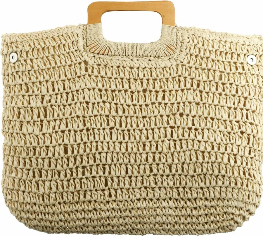 YYW Yyw Large Handwoven Straw Bag Travel Shopping Handbag Woven Straw Beach Bag For Women Girls Shoulder Handbags