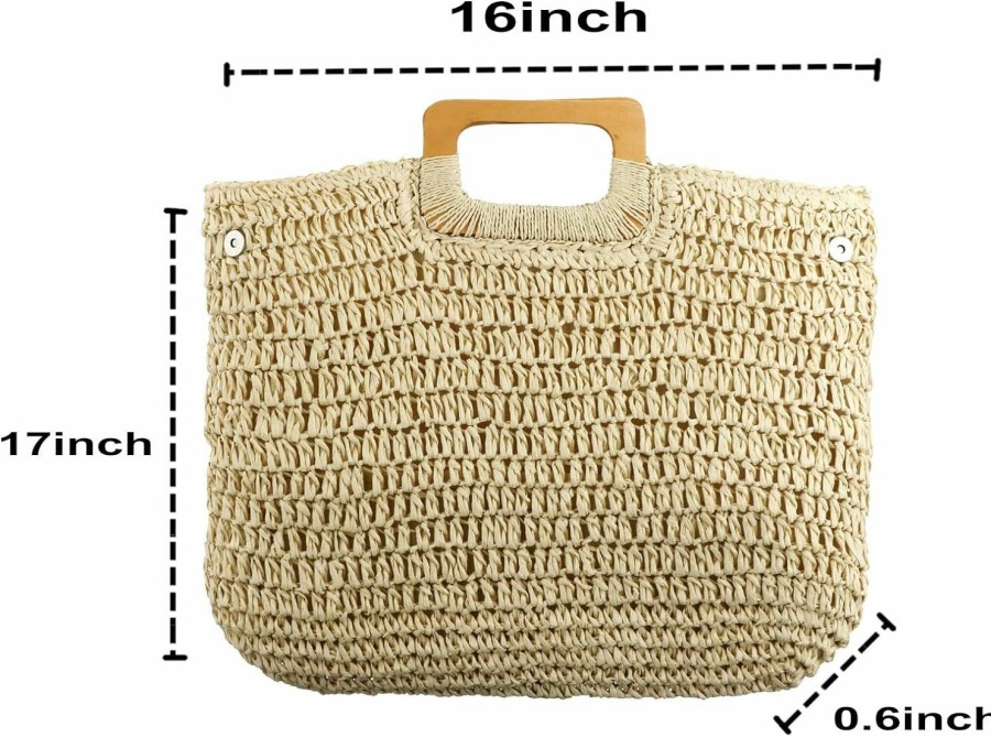 YYW Yyw Large Handwoven Straw Bag Travel Shopping Handbag Woven Straw Beach Bag For Women Girls Shoulder Handbags