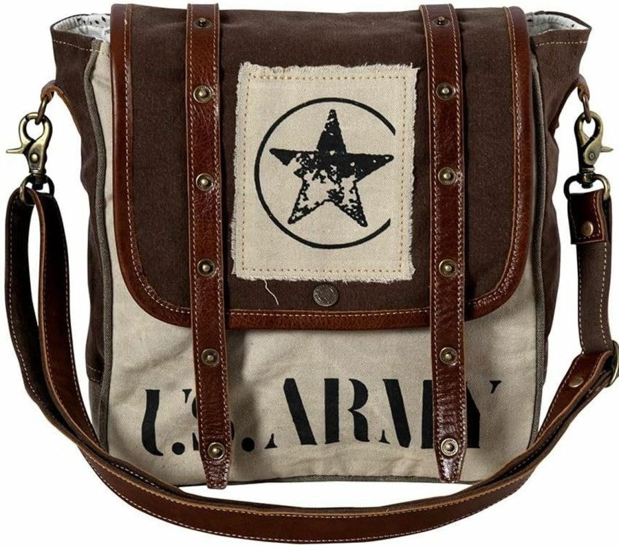 Myra Bag Myra Bag Shoulder Bag For Women - Western Upcycled Canvas And Leather Crossbody Bag Shoulder Handbags