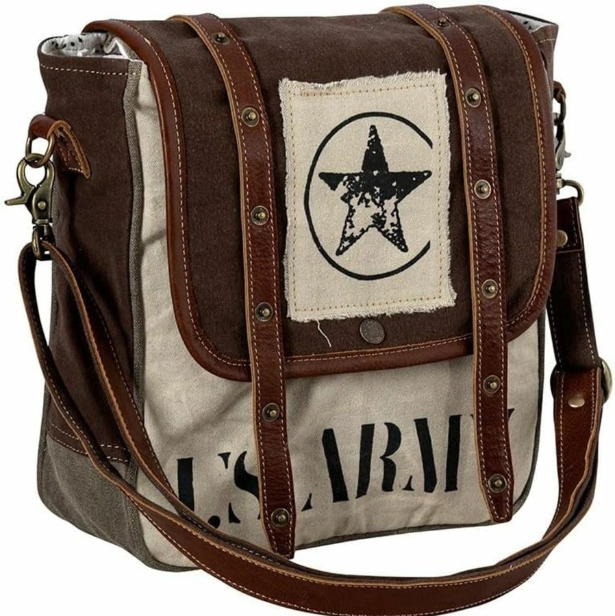 Myra Bag Myra Bag Shoulder Bag For Women - Western Upcycled Canvas And Leather Crossbody Bag Shoulder Handbags