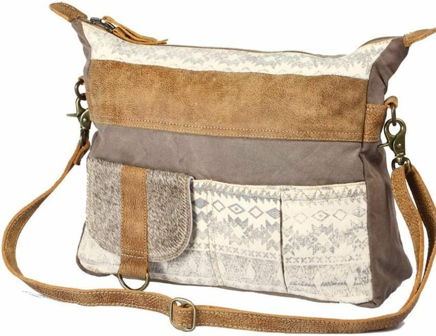 Myra Bag Myra Bag Female Tribe Strip Upcycled Canvas & Cowhide Leather Bag S-1210 Shoulder Handbags