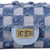 Chloe soo Chloe Soo Shoulder Bag For Women Blue Retro Classic Purse Clutch Shoulder Denim/Square/Flower/Weave Handbag Shoulder Handbags