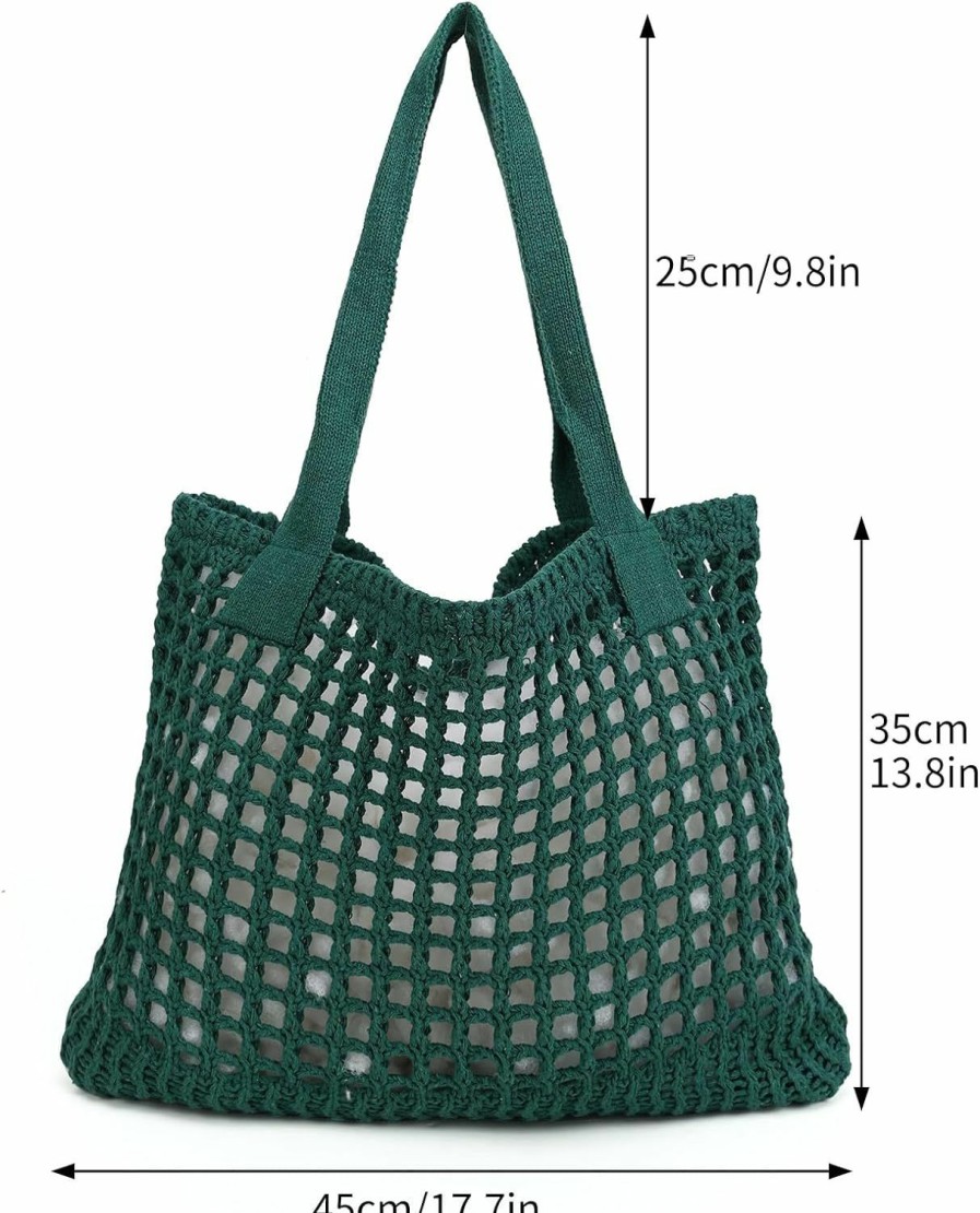 ENBEI Enbei Womens Large Beach Tote Bags Shoulder Handbags Knit Bag Tote Bag Aesthetic For Beach Crocheted Tote Cute Tote Bags Shoulder Handbags