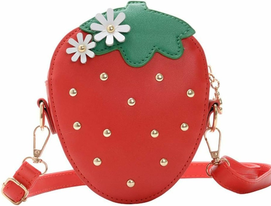 Amosfun Amosfun Strawberry Shape Shoulder Mini Bag Novelty Cute Handbag Clutch Fruit Shaped Wallet Strawberry Coin Purse Crossbody Bag For Women Girl Shoulder Handbags