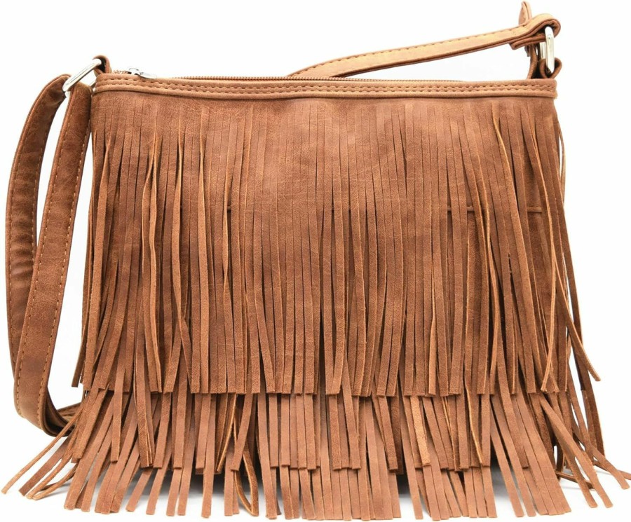 WESTERN ORIGIN Western Cowgirl Fashion Style Leather Fringe Crossbody Handbags Women Purse Country Everyday Shoulder Bag Shoulder Handbags