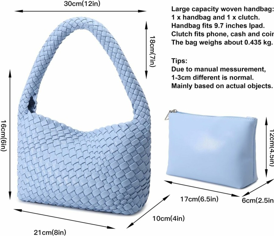 NOBLIFE Noblife Woven Bag For Women, Small Vegan Leather Summer Beach Purse, And Travel Handbags Ladies' Retro Chic Shoulder Bags Shoulder Handbags