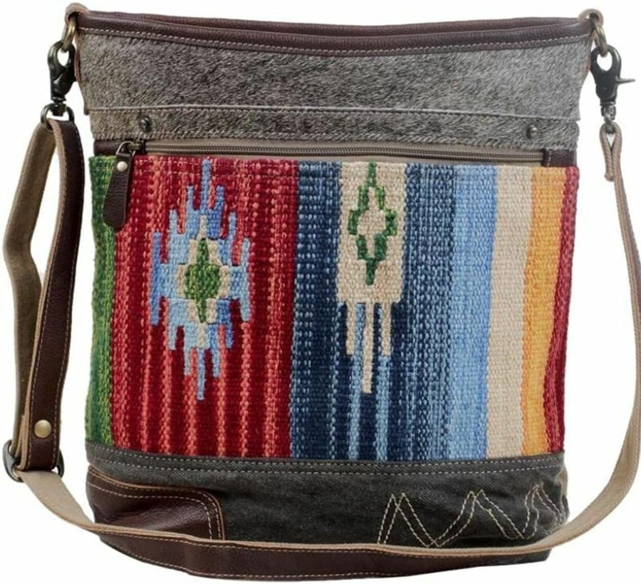 Myra Bag Myra Bag Technicolor Shoulder Bag Upcycled Cotton & Hair Leather S-3060 Shoulder Handbags