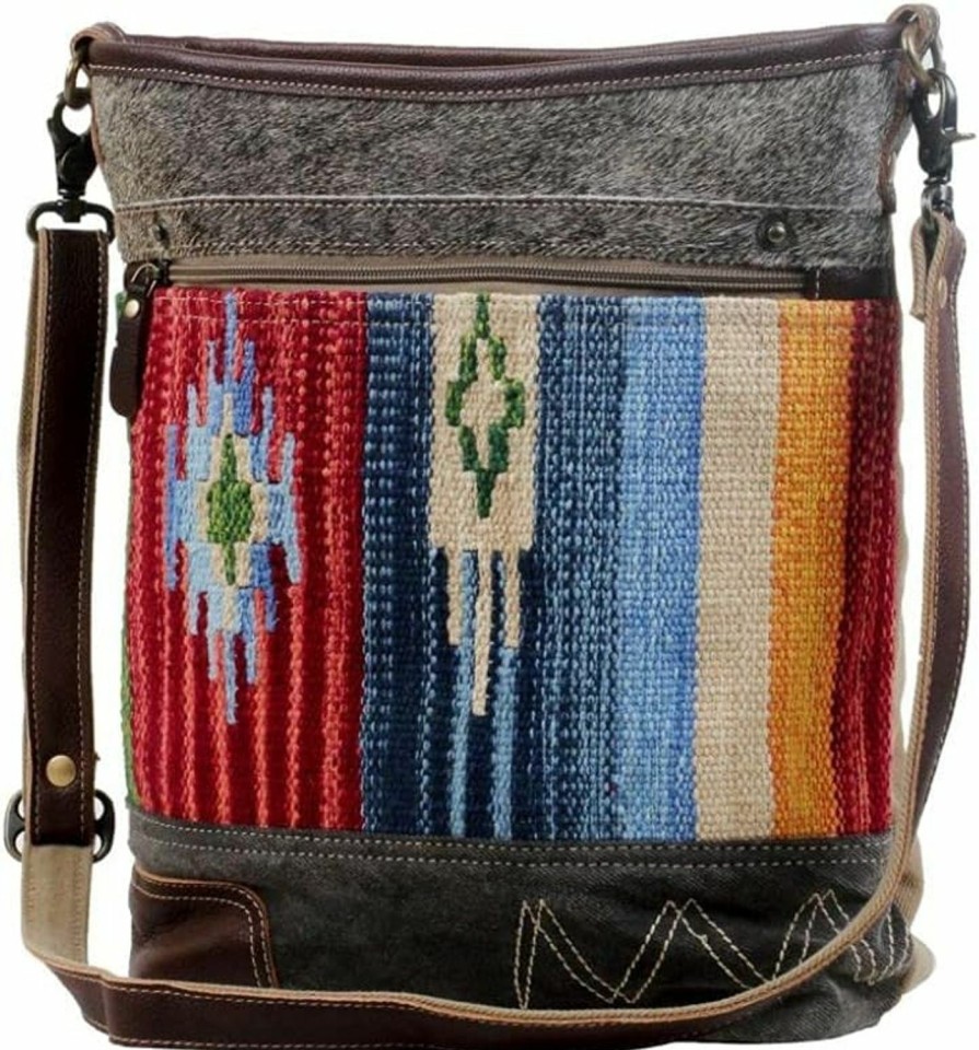 Myra Bag Myra Bag Technicolor Shoulder Bag Upcycled Cotton & Hair Leather S-3060 Shoulder Handbags