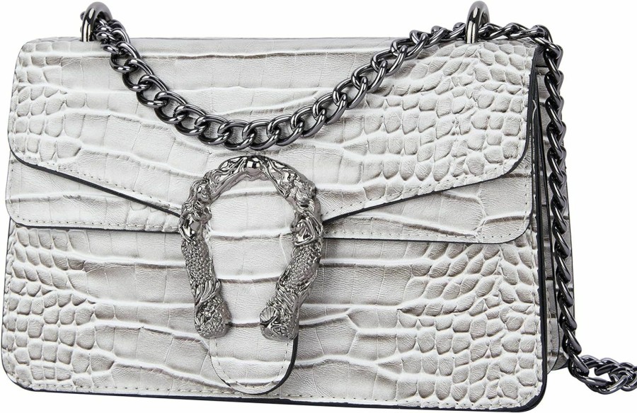 DEEPMEOW Deepmeow Women'S Trendy Chain Purse Designer Handbag - Crocodile Print Pu Leather Shoulder Bag Small Square Purse Shoulder Handbags