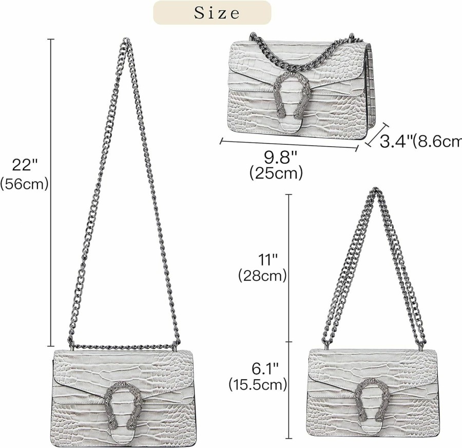 DEEPMEOW Deepmeow Women'S Trendy Chain Purse Designer Handbag - Crocodile Print Pu Leather Shoulder Bag Small Square Purse Shoulder Handbags