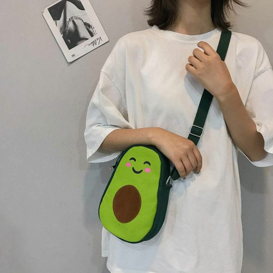 MILATA Milata Fruit Avocado Shape Design Novelty Girls Purse Canvas Crossbody Bag Chic Shoulder Bag For Women Shoulder Handbags