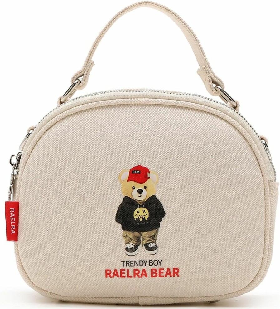 RAELRA BEAR Small Canvas Crossbody Bags For Women Ladies Shoulder Bag Top Handle Mini Handbag Tote Shoulder Handbag For Work Dating Party Shoulder Handbags