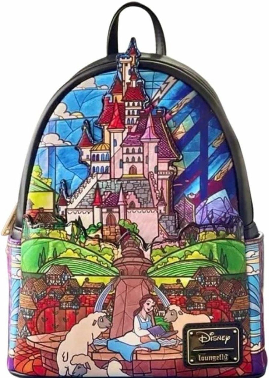 Loungefly Loungefly Disney Princess Castle Series Belle Womens Double Strap Shoulder Bag Purse, One Size, Multicolor Shoulder Handbags