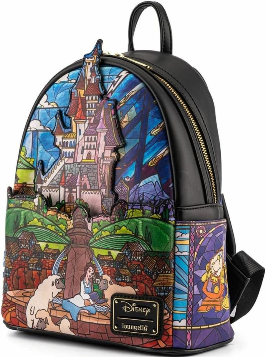 Loungefly Loungefly Disney Princess Castle Series Belle Womens Double Strap Shoulder Bag Purse, One Size, Multicolor Shoulder Handbags