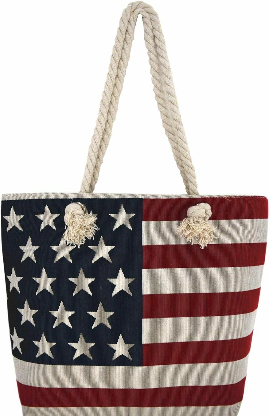 WESTERN ORIGIN Western Origin American Flag Embroidered Tote Bag Stars And Stripes Beach Bag Rope Handles Shoulder Bag Women Purse Shoulder Handbags