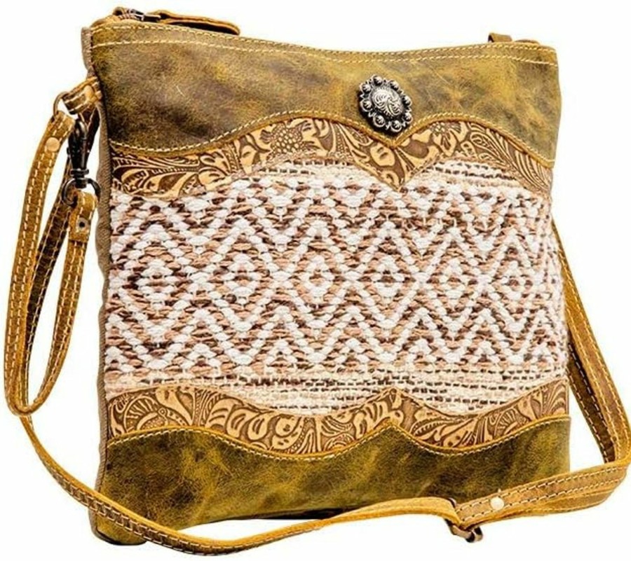 Myra Bag Western Leather Crossbody Bag For Women - Upcycled Canvas Shoulder Bag With Handle Shoulder Handbags