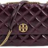 Tory Burch Tory Burch 152050 Willa Shine Maroon Purple With Gold Hardware Leather Women'S Shoulder Bag Shoulder Handbags