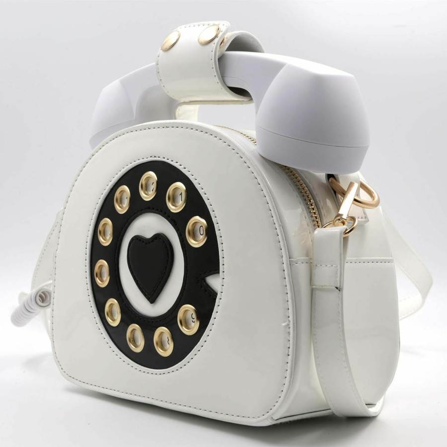 QiMing Qiming Retro Dial Telephone Crossbody Shoulder Bag,Pu Movable Microphone Purse For Women Shoulder Handbags