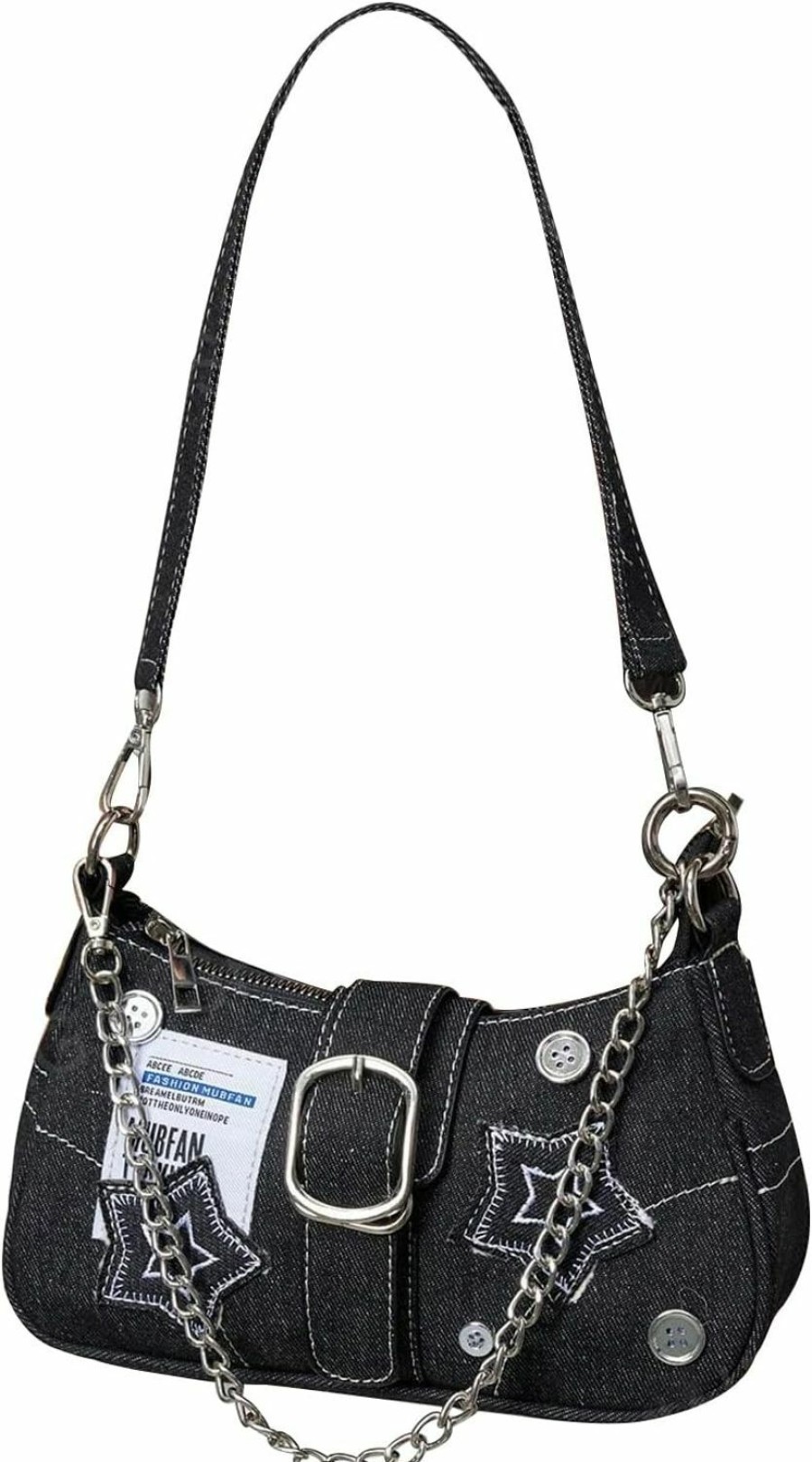 SweatyRocks Sweatyrocks Women'S Star Pattern Chain Denim Bags Y2K Buckle Top Handle Shoulder Handbags Clutch Purses Shoulder Handbags